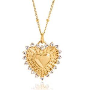 Gold Cz Heart Necklace Gold Pendant Necklace Layering Necklace Valentines Gift